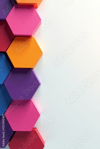Colorful hexagons on white background, hexagon, background