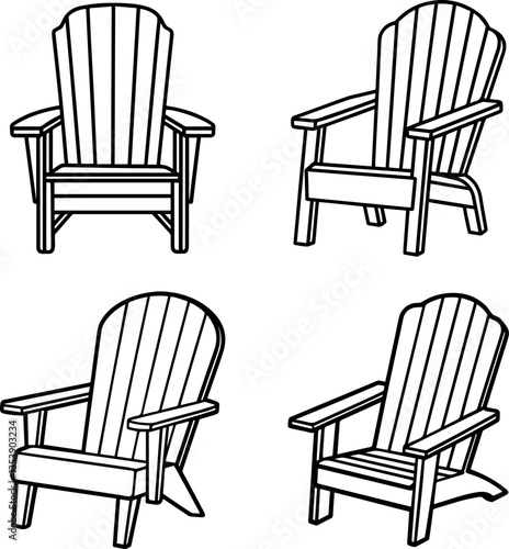 Adirondack chair outline vector illustration