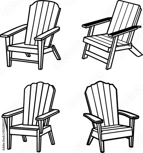 Adirondack chair outline vector illustration