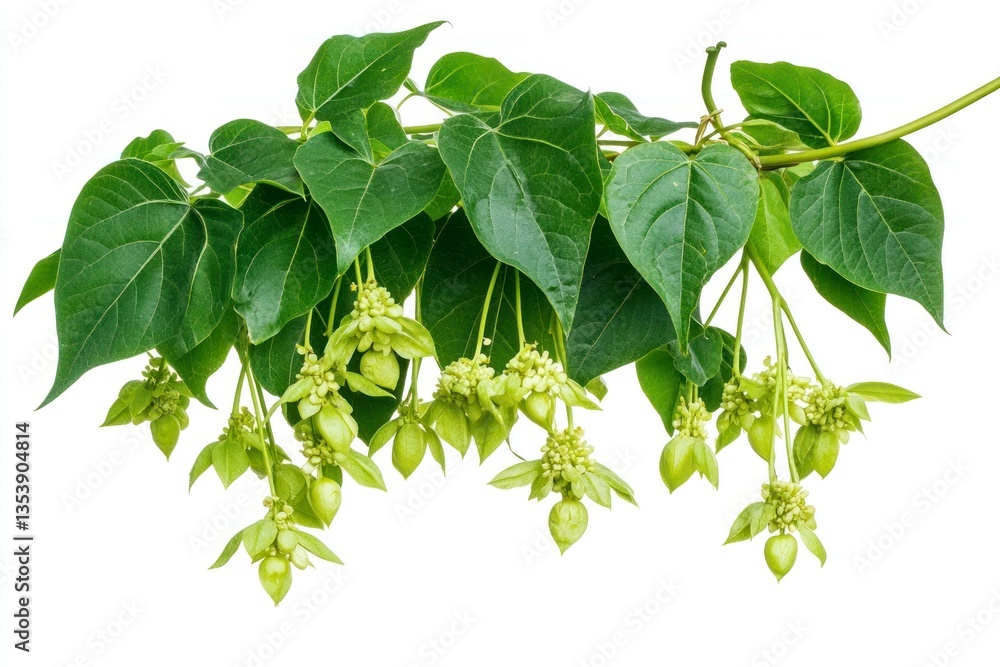 Dogwood Branch with Green Leaves and Buds Isolated on White Dogwood Branch with Green Leaves and Buds Isolated on White