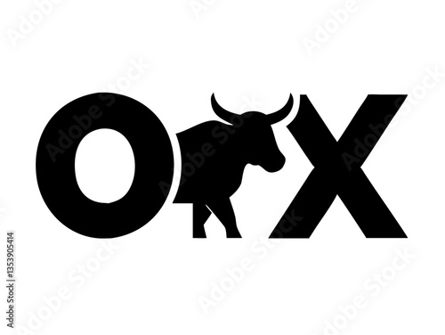 Solid black image, perfect for a neutral backdrop. OX logo design  and vector .