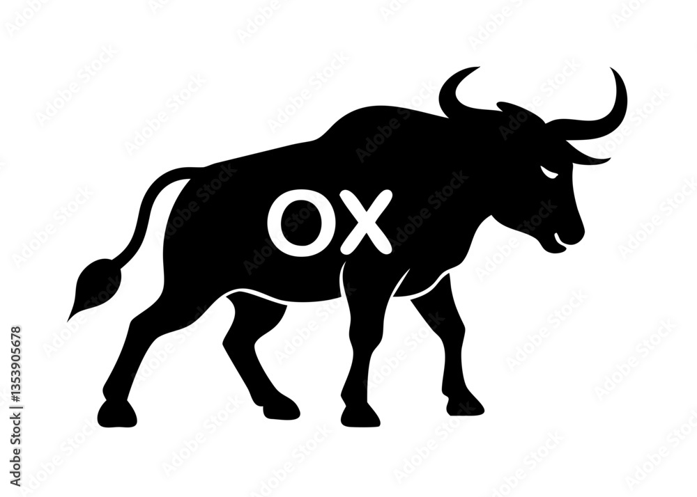 Solid black image, perfect for a neutral backdrop. OX logo design and vector . Solid black image, perfect for a neutral backdrop. OX logo design and vector .