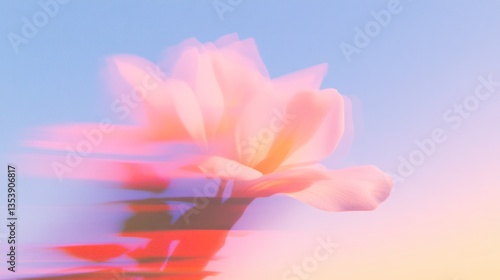 Blurry abstract flower with dreamy pastel color palette displayed beautifully