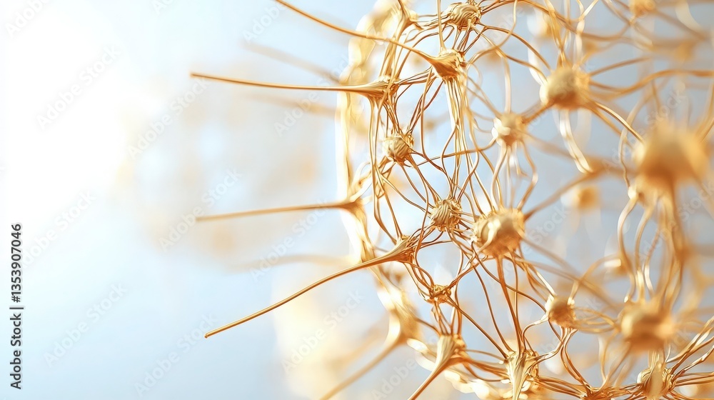 Obraz premium Golden Neural Network Connection