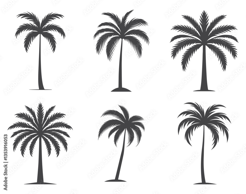Fototapeta premium palm tree silhouette set