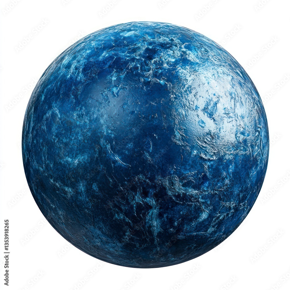 Observing Texture of a Blue Planet Globe on White Background Observing Texture of a Blue Planet Globe on White Background