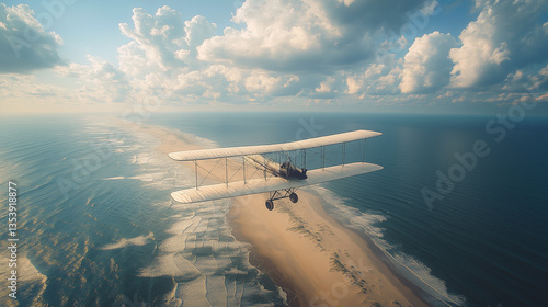 Wright Flyer Soars Above Kitty Hawk: The First Successful Flight