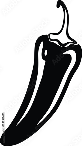 Spicy Chili Pepper Silhouette Vector – Hot Food Illustration