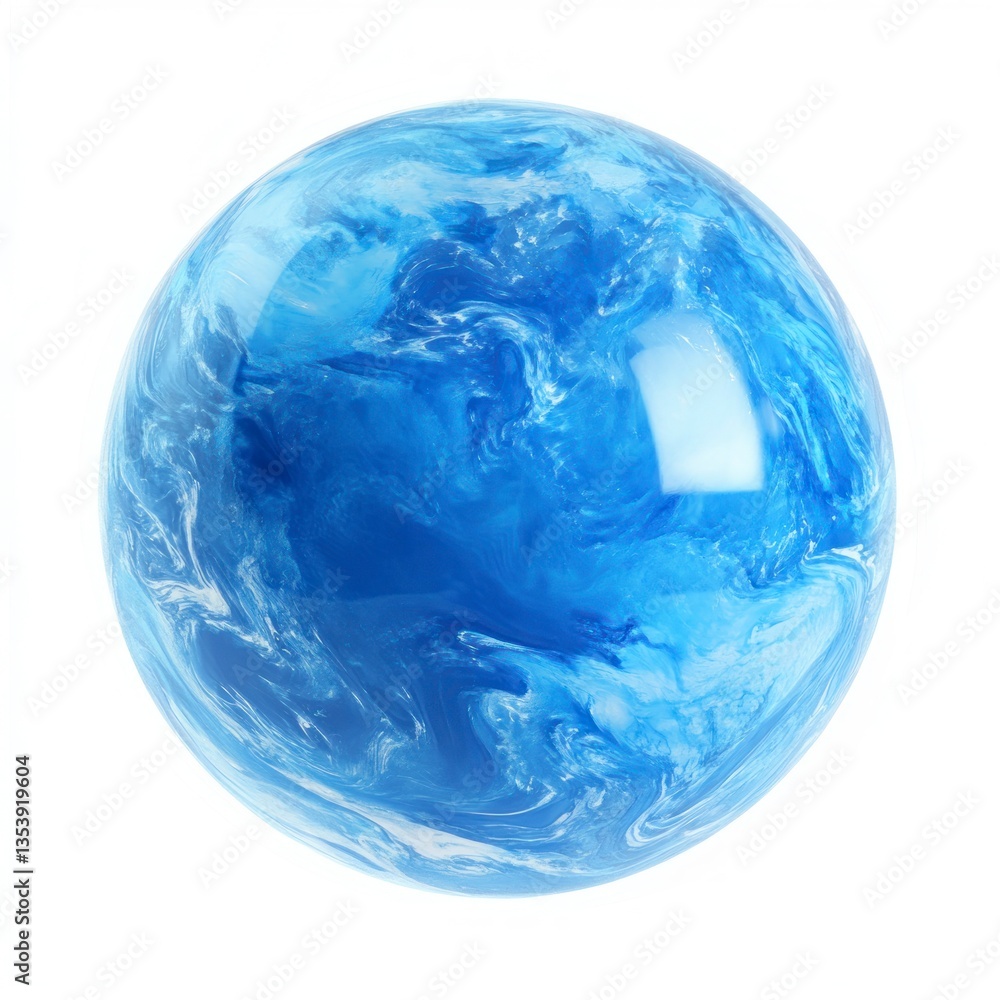 Blue Swirl Globe Sphere on White Background - Earth Marble Texture Blue Swirl Globe Sphere on White Background - Earth Marble Texture