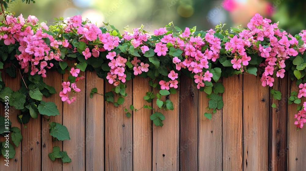 Fototapeta premium Flowering Vine Plants - Flowering vines climbing on trellises and fences, adding beauty and color to outdoor spaces, perfect for gardening projects.
