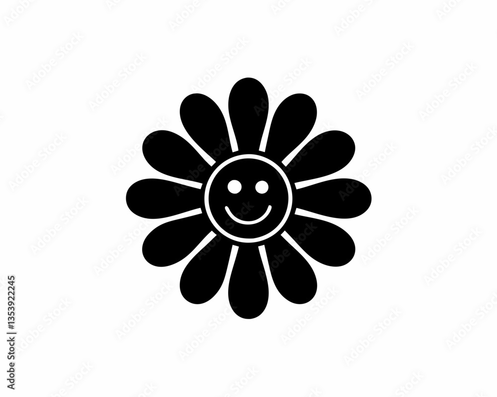 creative details Flower with a Smiley Face Icon vector illustration creative details Flower with a Smiley Face Icon vector illustration