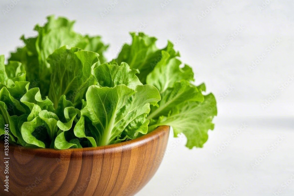 Fresh Crisp Lettuce in a Wooden Bowl for Healthy Salad Preparation Fresh Crisp Lettuce in a Wooden Bowl for Healthy Salad Preparation