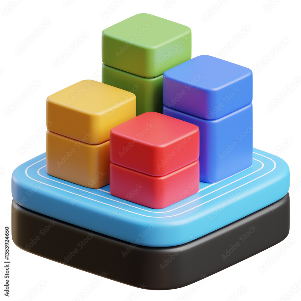 Obraz premium Business Chart 3d icon isolated White Background 3d rendering