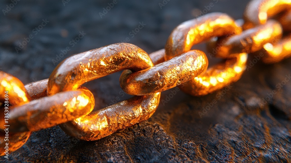 Shining chain with light symbolizing secure encrypted communication channels for reliable digital information exchange Shining chain with light symbolizing secure encrypted communication channels for reliable digital information exchange