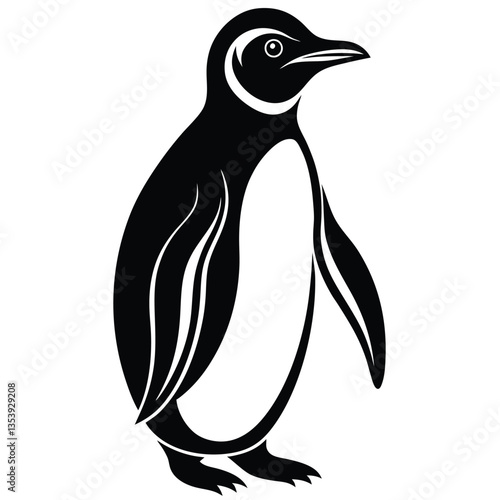 Penguin silhouette collection isolated black on white background vector