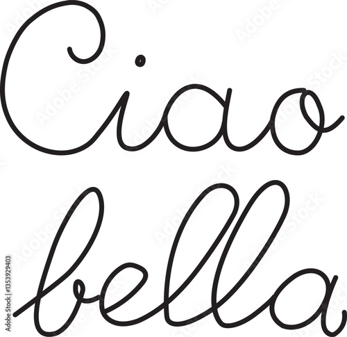 disegno per stampa su t shirt fashion da donna, scritta ciao bella