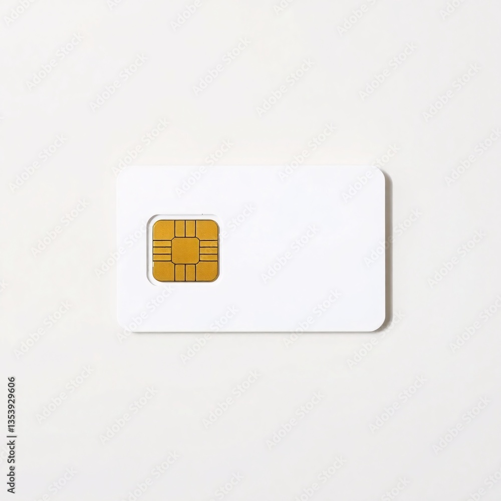 Close-up of a SIM card on a white surface Close-up of a SIM card on a white surface