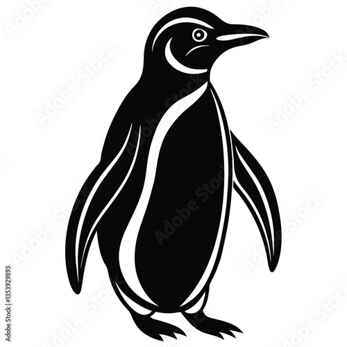 Penguin silhouette collection isolated black on white background vector