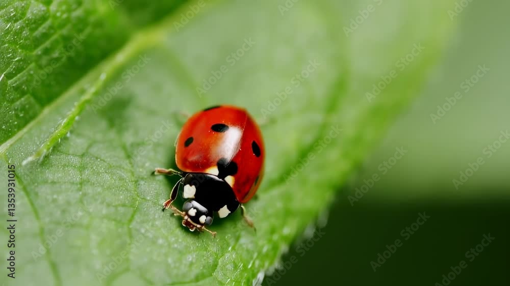 A ladybug among green foliage A ladybug among green foliage