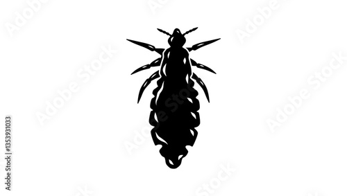 Head Louse, black isolated silhouette