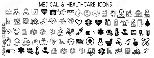 Set  icon of health and medical vector illustration