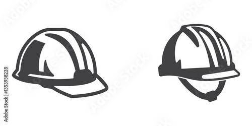 Construction Helmet Icons Silhouette Vector Set