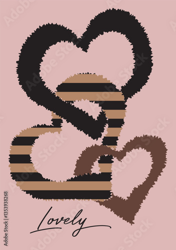 disegno per stampa su t shirt donna fashion, cuori con effetto  contorno strappato 