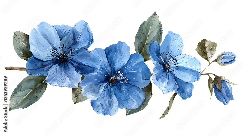Fototapeta premium Go to Page |Prev1...131415...18Next Watercolor painting of Cape Plumbago flower. illustrated blue creeper flower on white and transparent background