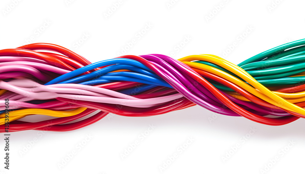Many colorful electrical wires isolated on white Many colorful electrical wires isolated on white