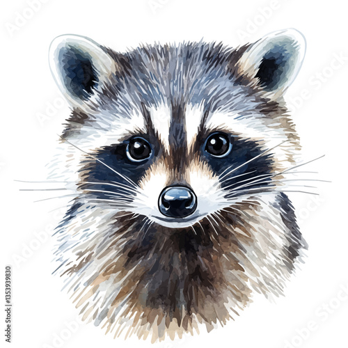Raccoon, watercolor illustration, isolated on a white background.