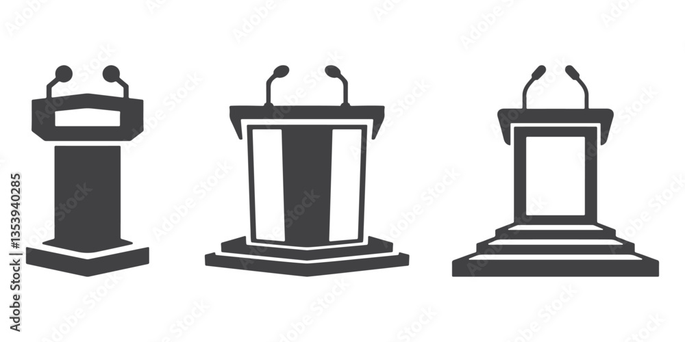 Tribune Stand Icons Silhouette Vector Set Tribune Stand Icons Silhouette Vector Set
