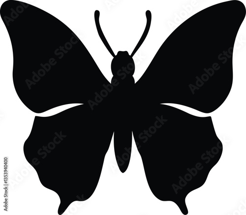 Black Butterfly Silhouette Vector Isolated on Transparent Background