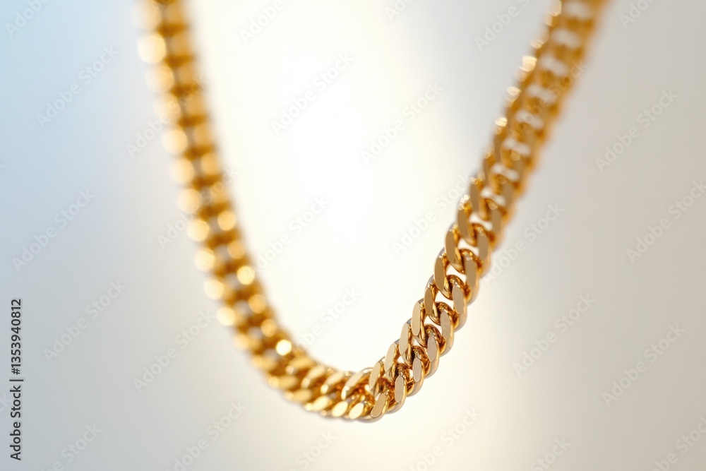 Obraz premium A simple gold chain placed on a clean white background