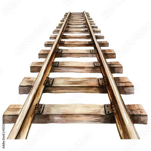 watercolor vector of Rail, isolated on a white background.