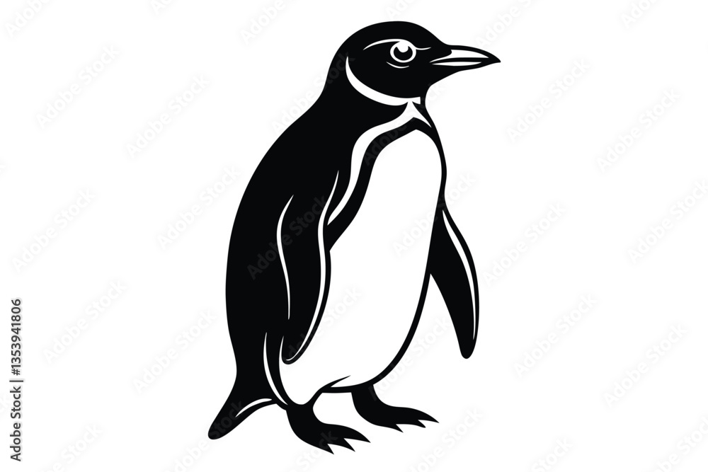 Obraz premium penguin black silhouette art illustration white background