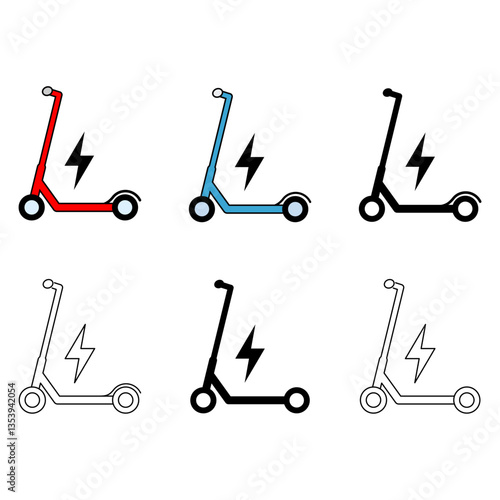 Set of Electric scooter icon, flat eco friendly transport, vehicle vector illustration .