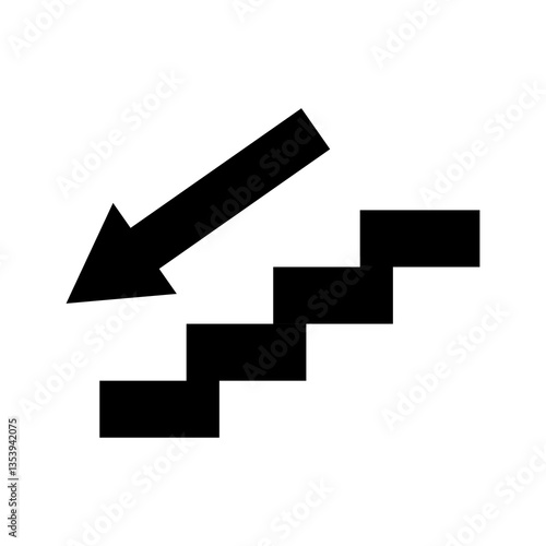 Stairs down arrow graph sign icon. Flat web walk step design vector illustration .