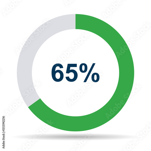 Information round diagram 65 percent shadow icon, infographic pie design, marketing vector illustration .