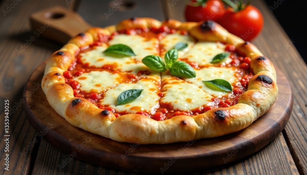Crusty crust with melted cheese and tomato sauce on an antique wooden board, wooden table, cheese Crusty crust with melted cheese and tomato sauce on an antique wooden board, wooden table, cheese