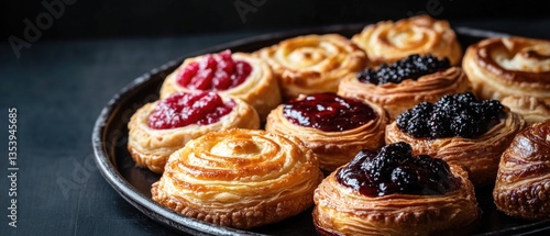 Obraz na płótnie Delicious treats with sweet fillings, perfect for snacking or serving at a brunch w salonie
