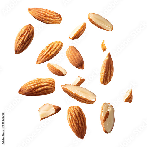 Single Raw Almond in High-Resolution Transparency, isolated on transparent background.