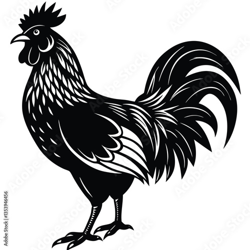 Rooster silhouette vector. Chicken cock silhouette,vector images isolated on white background, poultry chickens roosters,flat vector Farm Animal illustration