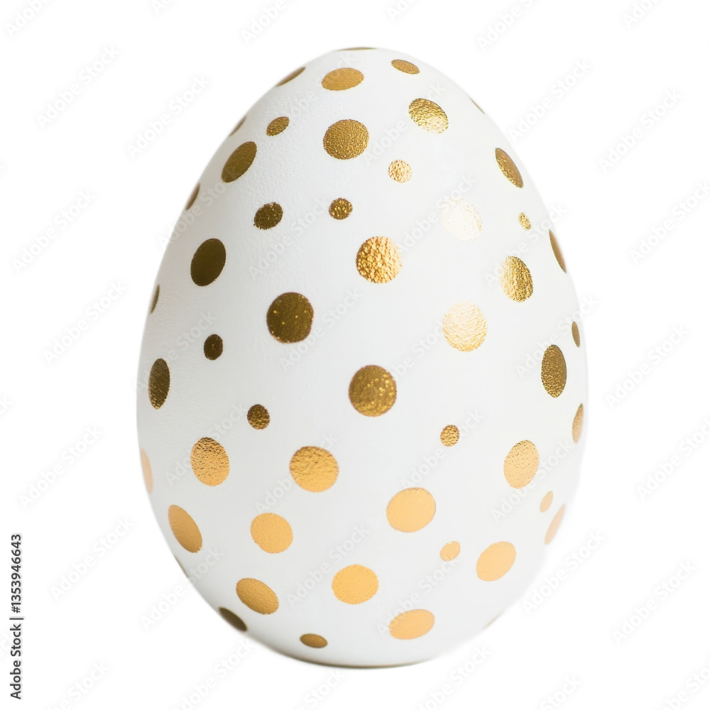 white with golden dots aster egg isolated on white white with golden dots aster egg isolated on white