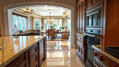 Wallpaper Mural Luxury Kitchen with Granite Countertops and Archway to Dining Area Torontodigital.ca