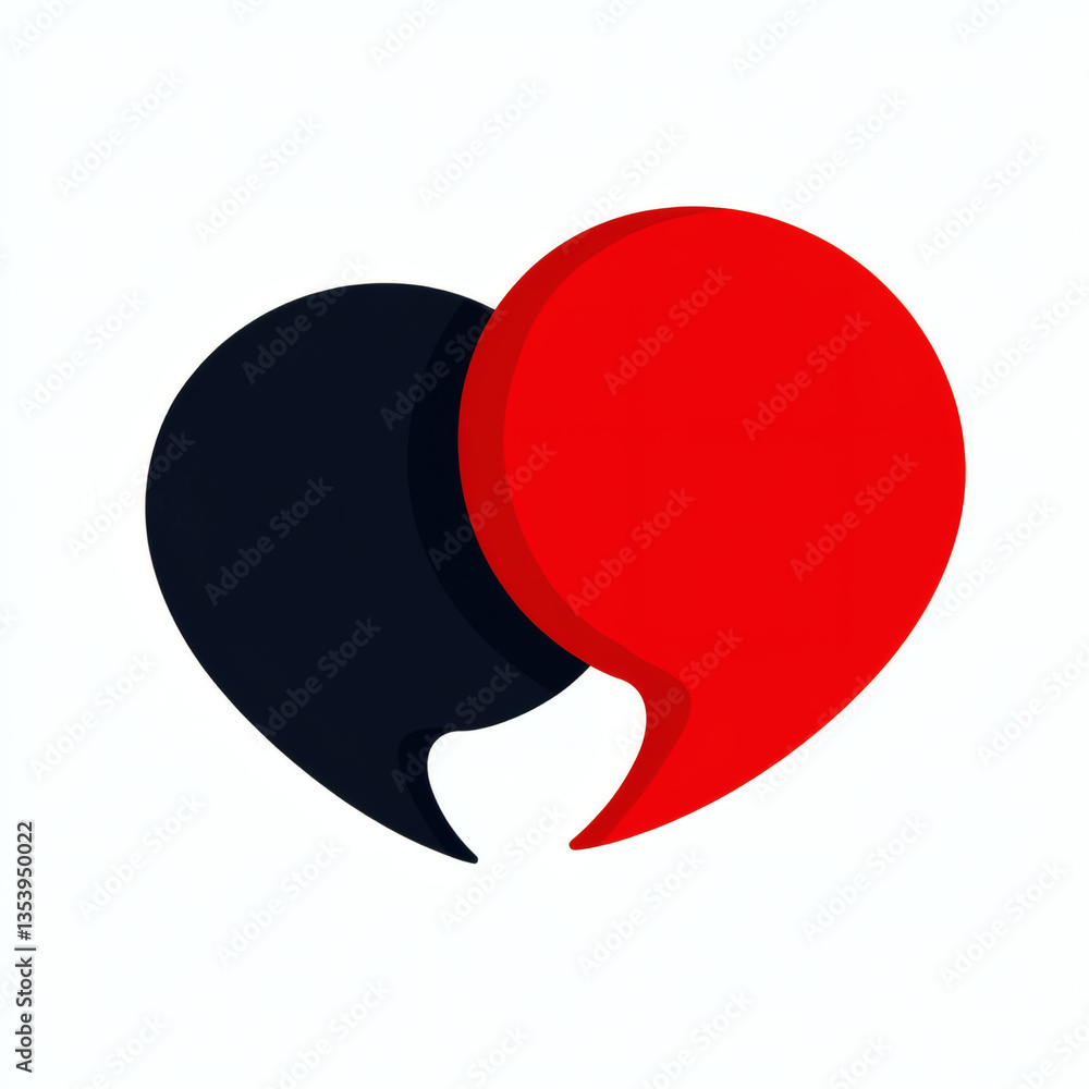 Heart-shaped speech bubbles representing love and communication Heart-shaped speech bubbles representing love and communication