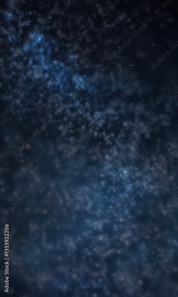 Obraz premium Dark blue night sky with glitter bokeh and starry light art, magical, cosmos