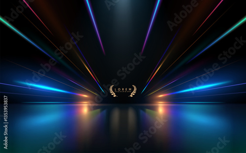 Neon light rays with reflection effect