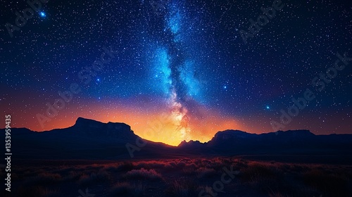 Wallpaper Mural Majestic Milky Way galaxy rising over a dramatic desert landscape at sunset. Torontodigital.ca