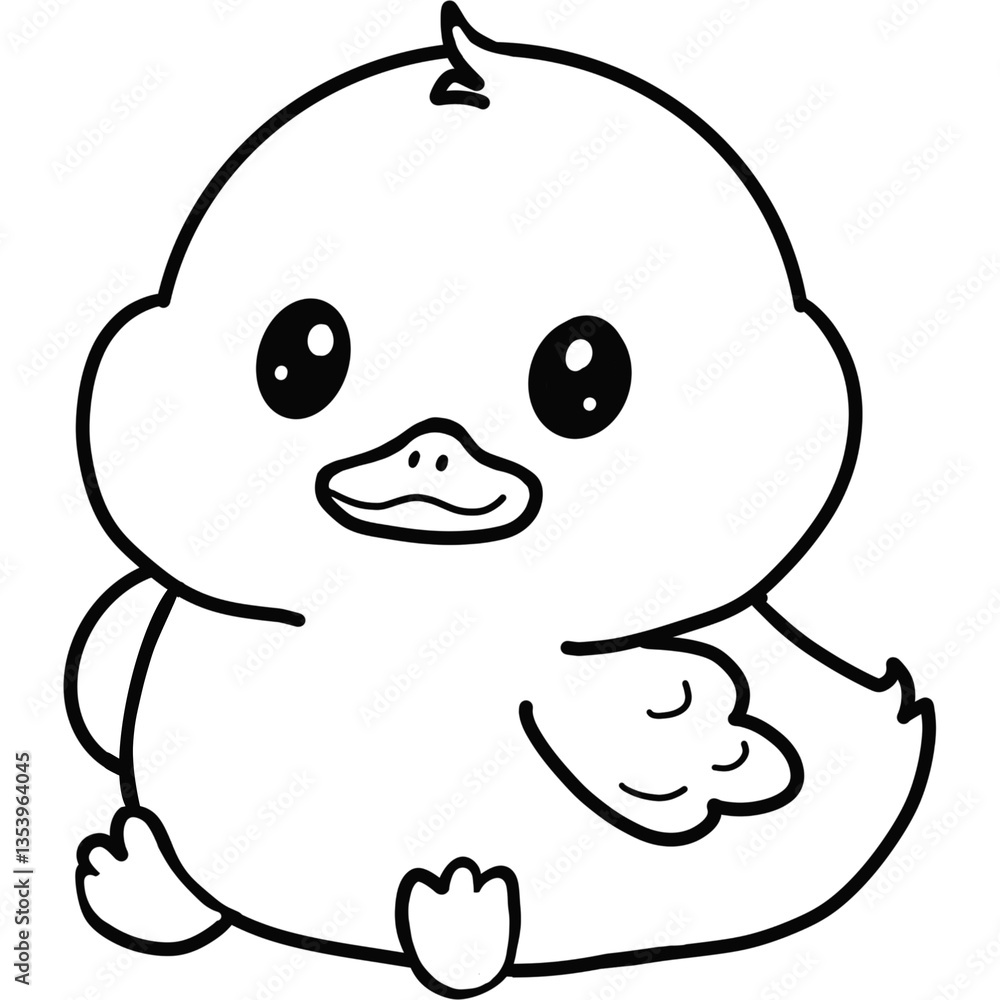 Cute duck vector illustration for children colouring page Cute duck vector illustration for children colouring page