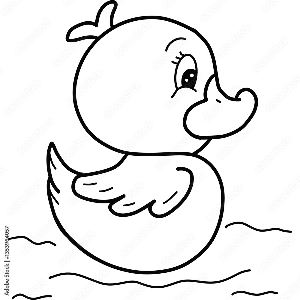 Vector illustration of Cute cartoon baby swan swimming gracefully black and white drawing For children to learn to color according to the picture. Vector illustration of Cute cartoon baby swan swimming gracefully black and white drawing For children to learn to color according to the picture.